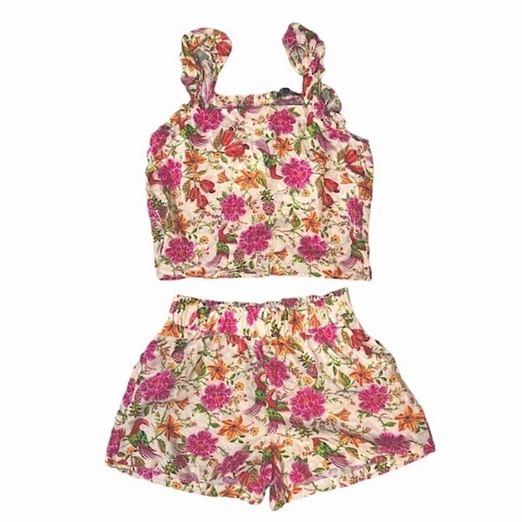 Linen Rachel Zoe set top and shorts linen & rayon floral pattern Sz L nwt - Picture 3 of 16